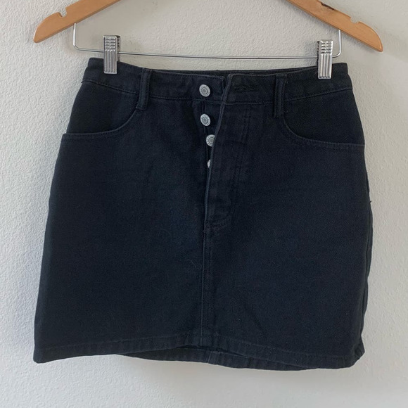 J.Galt Brandy Melville Black Button Down Denim Mini Skirt - Picture 1 of 6